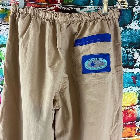Vintage 90s Starbus Nylon Pants Unisex Size Large Drawstring Elastic Waist - Picture 2 of 6